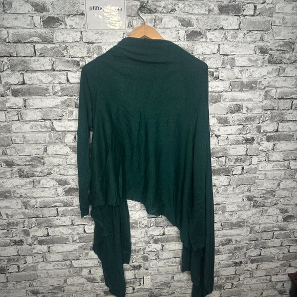 EUC DKNY Women's Dark Green High Low Cardigan Size M/L (minor flaw) - Picture 5 of 11